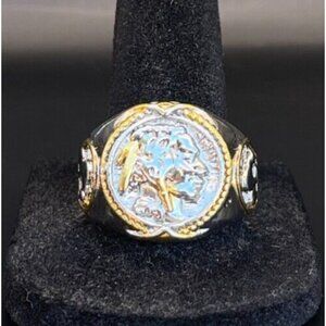 Vintage Estate Antique Silver Tone Native American Coin Ring - Size 10.5